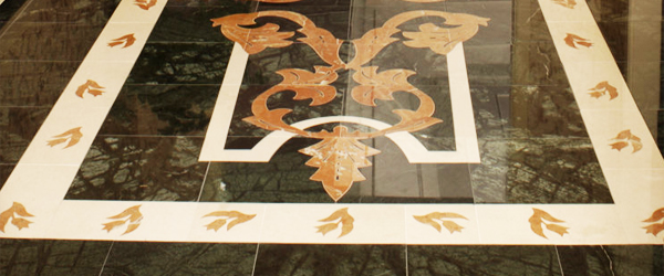 Marble floor inlay