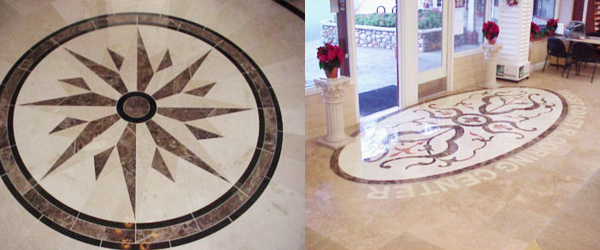Compass rose floor medallion