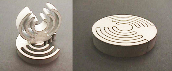 Waterjet-cut maze pattern in aluminum
