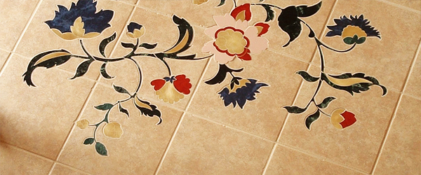 Inlaid tile floor design